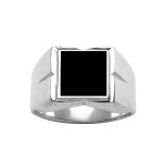 Chevalière carré + onyx imitation argent Chevalière carré + onyx imitation argent