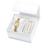 Coffret femme ariane cadran dor bracelet acier milanais dor