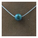 Collier 1 perle apatite 8 mm chaine en acier inoxydable.