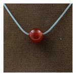 Collier 1 perle cornaline d'uruguay 8 mm chaine en acier inoxydable.