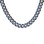 Collier acier maille gourmette 6mm pvd brossé aspet patiné chanfrin bleu 55cm Collier acier maille gourmette 6mm pvd brossé aspet patiné chanfrin bleu 55cm