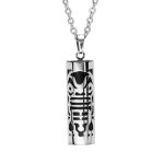 Collier acier pendentif tiki onyx véritable 50 + 5cm Collier acier pendentif tiki onyx véritable 50 + 5cm