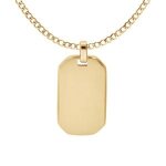 Collier acier et pvd jaune cha�ne gourmette avec pendentif rectangulaire pans coup�s 30 x 15mm 55 + 5cm ...