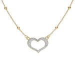 Collier argent dor� cha�ne boules avec coeur givr� 42 + 3cm