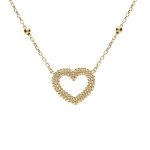 Collier argent dor� cha�ne boules coeur perl� 42 + 3cm