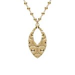 Collier argent dor� cha�ne boules pendentif ovale martel� 40 + 5cm