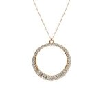 Collier argent dor� pendentif cercle evid� oxydes blancs 40 + 4cm