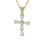 Collier argent dor� pendentif croix oxydes blancs 38 + 5cm