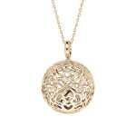 Collier argent et dorure jaune bola de grossesse grosse boule 20mm coeurs ajours 90 + 10cm