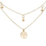Collier argent et dorure jaune double chane arbre de vie et 3 boules 40 + 5cm