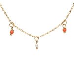 Collier argent et dorure jaune pampilles boules résines blanches et rouges 40 + 5cm Collier argent et dorure jaune pampilles boules résines blanches et rouges 40 + 5cm