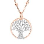 Collier argent et dorure rose pendentif arbre de vie granité 15mm 38 + 5cm Collier argent et dorure rose pendentif arbre de vie granité 15mm 38 + 5cm
