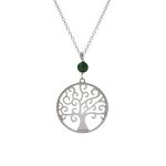 Collier argent rhodié arbre de vie 20mm et boule malachite véritable 40 + 4cm Collier argent rhodié arbre de vie 20mm et boule malachite véritable 40 + 4cm