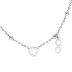 Collier argent rhodi� boules avec 1 coeur et 1 pampille infini 42 + 3cm