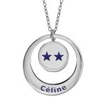 Collier en argent rhodi chane avec pendentif anneau et mdaille  graver - champions du monde 2 toiles ...