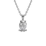 Collier argent rhodié chouette hibou oxyde blanc 41 + 3cm Collier argent rhodié chouette hibou oxyde blanc 41 + 3cm