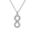 Collier argent rhodi� claire pendentif infini �vid� perl� 40 + 5cm