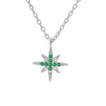 Collier argent rhodié pendentif 1 Étoile oxydes verts et blancs sertis 40 + 4cm Collier argent rhodié pendentif 1 Étoile oxydes verts et blancs sertis 40 + 4cm