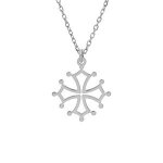 Collier argent rhodié pendentif croix occitane petit modèle 41 + 4cm Collier argent rhodié pendentif croix occitane petit modèle 41 + 4cm