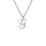 Collier argent rhodié pendentif lettre anglaise g diamanté 40 + 4cm Collier argent rhodié pendentif lettre anglaise g diamanté 40 + 4cm