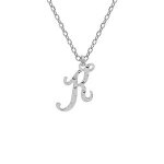 Collier argent rhodi pendentif lettre anglaise k diamant 40 + 4cm