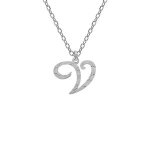 Collier argent rhodié pendentif lettre anglaise v diamanté 40 + 4cm Collier argent rhodié pendentif lettre anglaise v diamanté 40 + 4cm