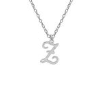 Collier argent rhodi pendentif lettre anglaise z diamant 40 + 4cm