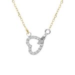 Collier chaîne doré jaune et coeur et cercle entreelacé argent rhodié avec oxyde blanc 40 + 4cm Collier chaîne doré jaune et coeur et cercle entreelacé argent rhodié avec oxyde blanc 40 + 4cm