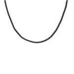 Collier cordon cuir bovin tresse noir fermoir mousqueton acier 55cm + 5cm
