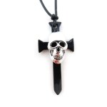 Collier crateur  tte de mort  noir argent