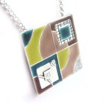 Collier cr�ateur  anamaya  vert marron