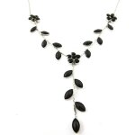 Collier cr�ateur  paradis floral  noir