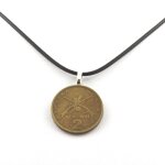Collier pice de grce 2 drachmai karaiskakis cordon noir.