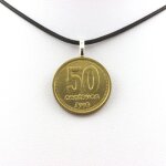 Collier pice de monnaie argentine 50 centavos. cordon noir.
