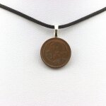 Collier pice de monnaie australie 1 cent elizabeth ii. cordon noir.