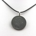 Collier pice de monnaie belgique 5 francs - lopold iii - type rau cordon noir.