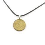 Collier pice de monnaie finlande 20 pennies cordon noir.