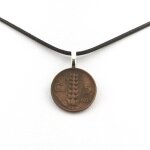 Collier pice de monnaie italie 5 centesimi victor - emmanuel iii. cordon noir.