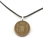 Collier pice de monnaie luxembourg 20 francs - jean. cordon noir.