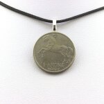 Collier pice de monnaie norvge 1 krone - olav v. cordon noir.