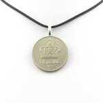 Collier pi�ce de monnaie norv�ge 1 krone - olav v. cordon noir.