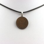 Collier pice de monnaie norvge 5 re - olav v. cordon noir.