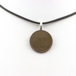 Collier pi�ce de monnaie pays - bas 5 cents beatrix. cordon noir.