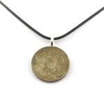 Collier pi�ce de monnaie portugal 20 escudos cordon noir.