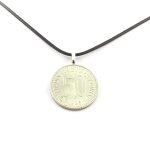 Collier pice de monnaie yougoslavie 50 dinars cordon noir.