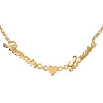 Collier plaqu or 1 + 1 dcoupe anglaise 2 prnoms et coeur