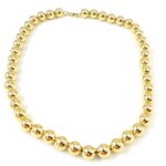 Collier plaqu or  billes  45 cm 10 mm