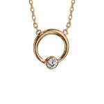 Collier plaqué or cercle 1 oxyde blanc serti clos 42cm Collier plaqué or cercle 1 oxyde blanc serti clos 42cm
