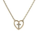 Collier plaqu or coeur avec croix oxydes blancs sertis 38 + 4cm