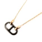 Collier plaqu or  maille marine  noir (cramique)
